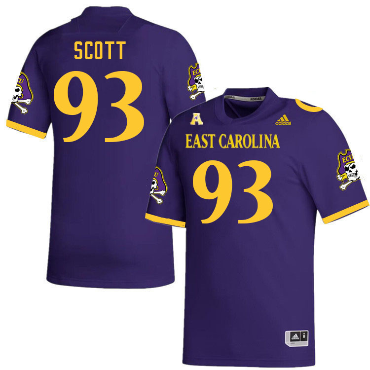 Men #93 Everett Scott ECU Pirates College Football Jerseys Stitched-Purple